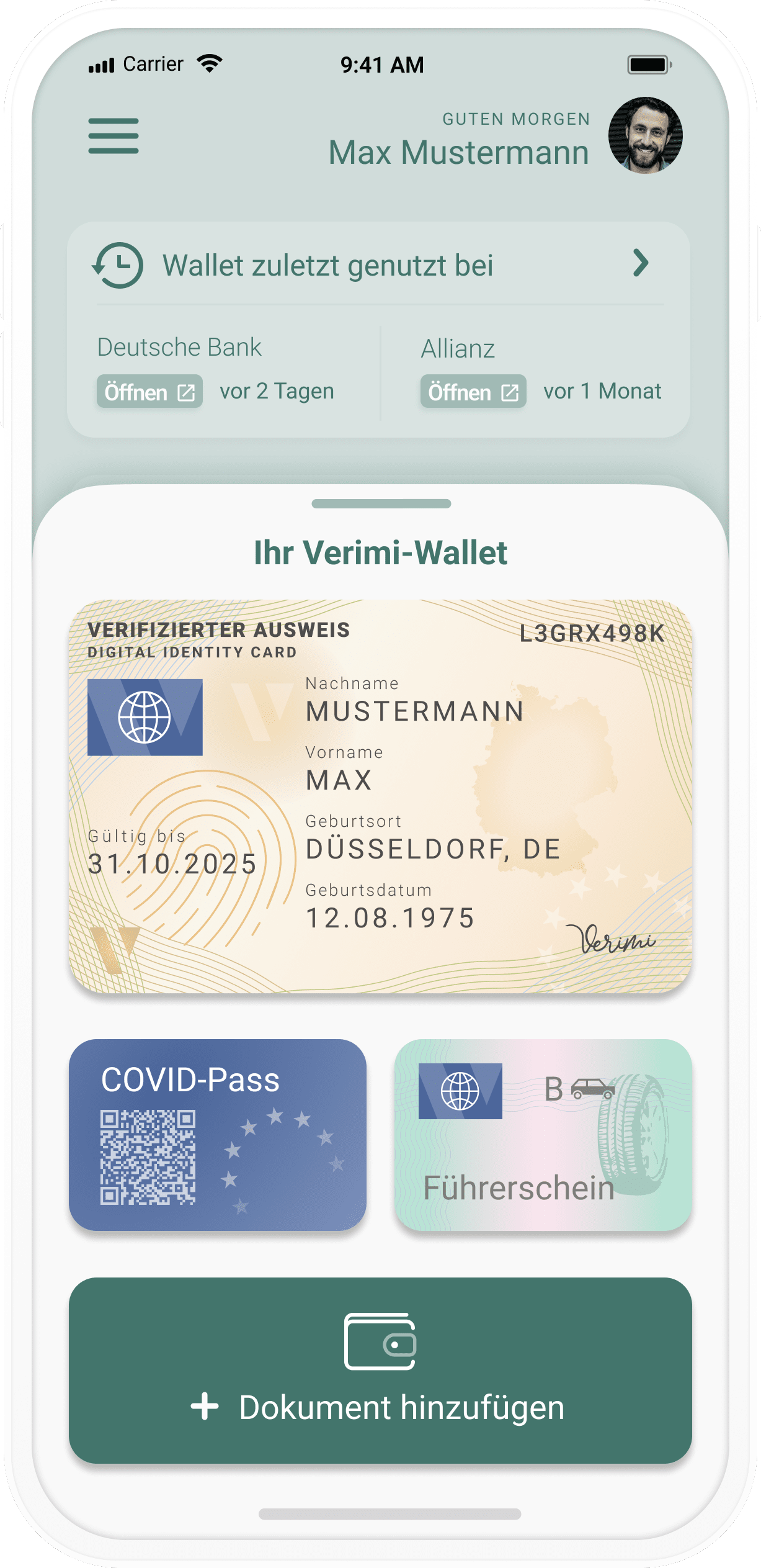 Digitaler Personalausweis, Führerschein und COVID-Zertifikate im Verimi ID-Wallet
